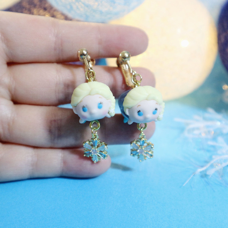 蜜桃家原创冰雪奇缘卡通少女公主艾莎艾莎可可爱耳环