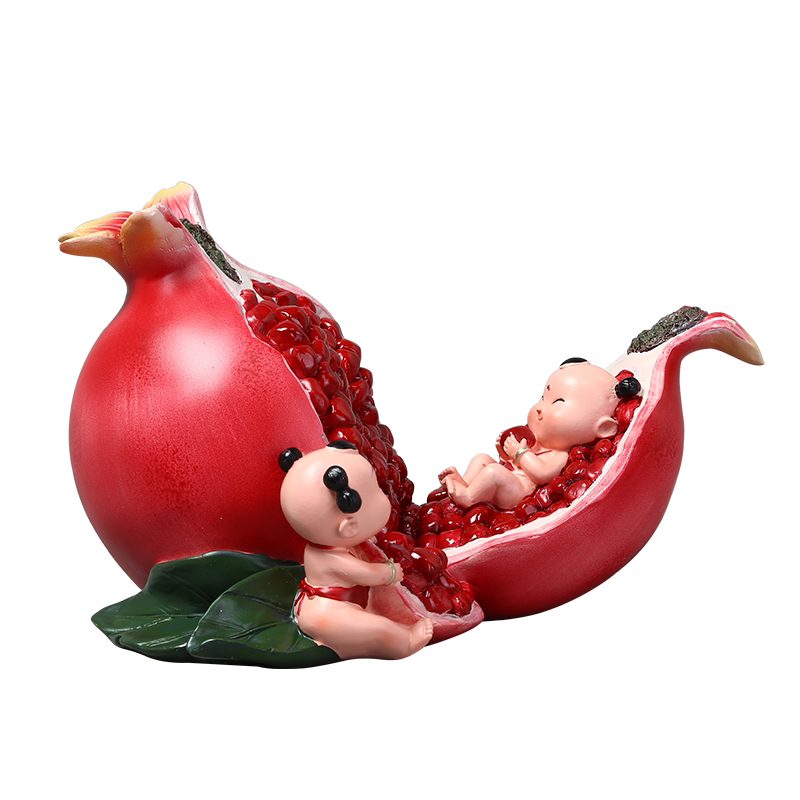 多子多福石榴摆件早生贵子压床娃娃婚房中国福娃摆件