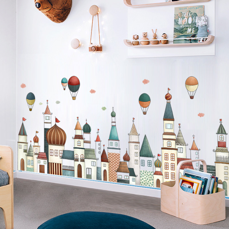 卡通城堡贴画布置幼儿园墙纸儿童墙面墙贴