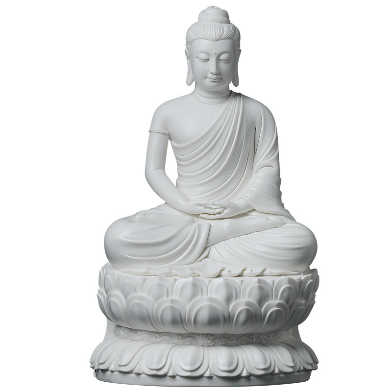 戴玉堂林建平佛像释迦牟尼雕塑建平陶瓷如来正坐吋莲台摆件