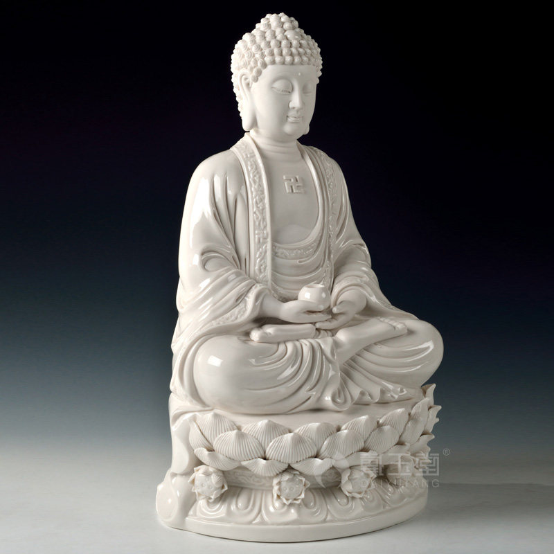 戴玉堂佛像药师阿弥陀佛释迦牟尼建胜陶瓷林建胜三宝三宝佛摆件