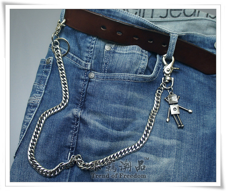 霸气加粗不锈钢龙骨金属裤链男潮腰链朋克防身腰带