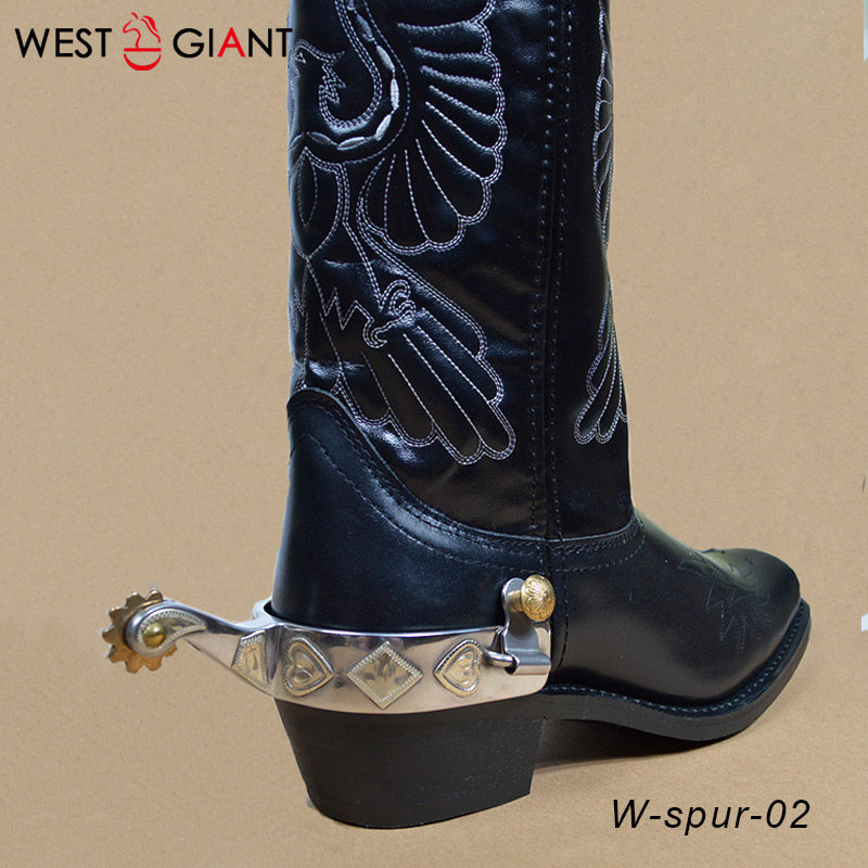 马刺西式西部牛仔刻花出口不锈钢男款酷气十足巨人马刺