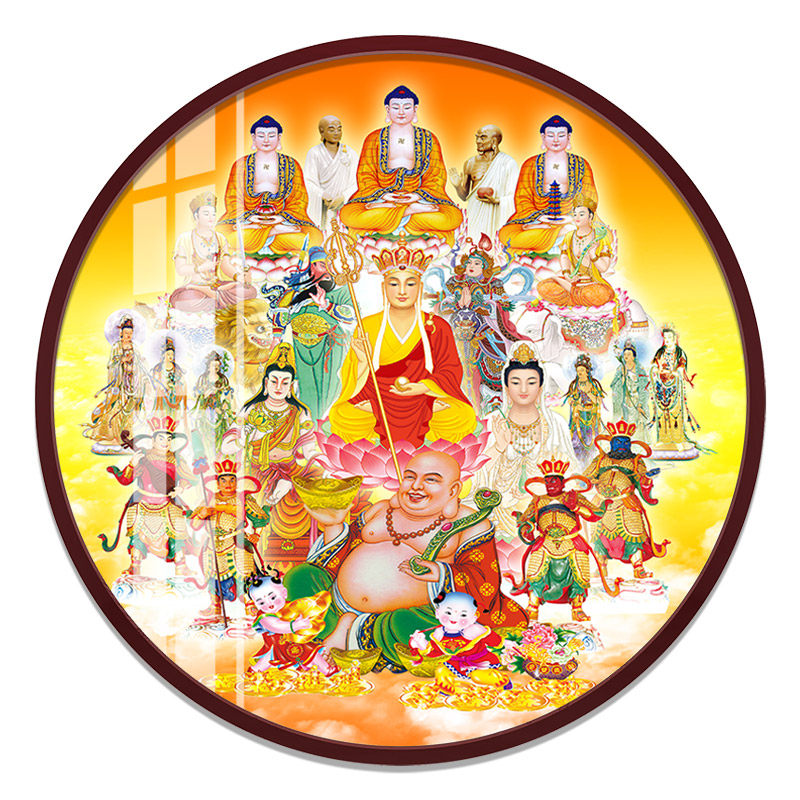 三宝婆娑图堂全佛观音菩萨王菩萨佛地药师挂画国画