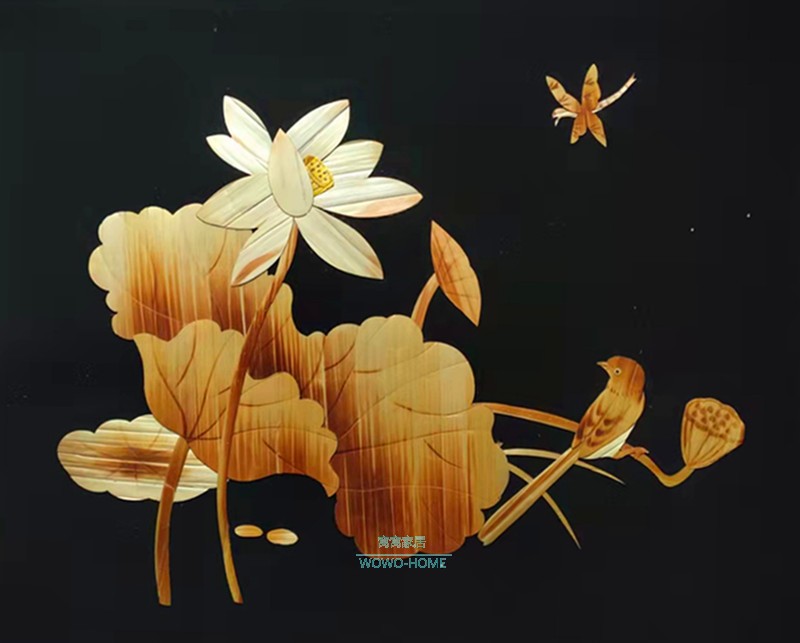 手工中式草编艺术贴画粘贴画无麦草芦苇秸杆工艺画