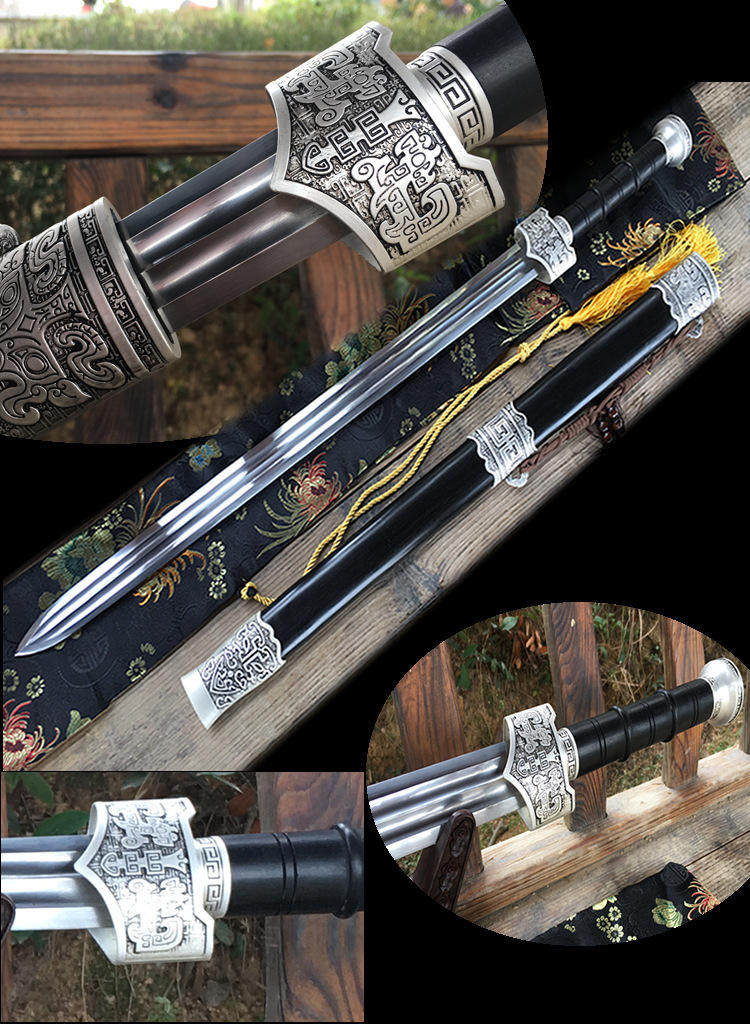 龙泉镇宅汉剑赵云剑双槽碳钢手工剑刀剑百炼一体宝剑收藏未开刃