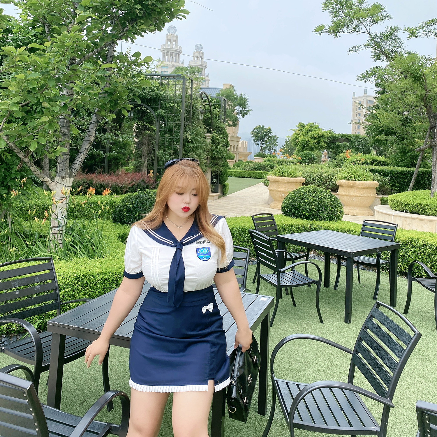 制服套装mcr大码女装jk韩式校服胖妹甜美大码女装