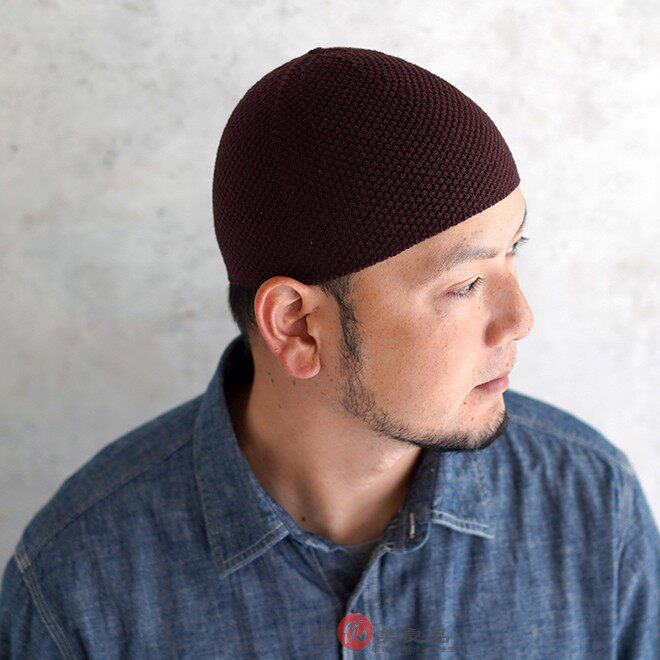 日本代购nakota伊斯兰帽子透气纯棉针织男士圆顶帽子