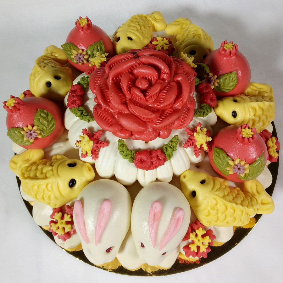 文化遗产胶东大花饽饽馍馍老人生日寿桃馒头寿包蛋糕礼物花开富贵