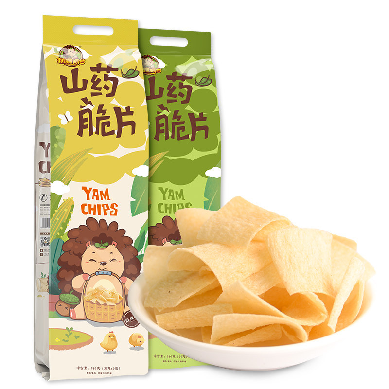 刺猬阿甘山药脆片186g大包香葱味麻辣味番茄山药薄片薯片网红零食