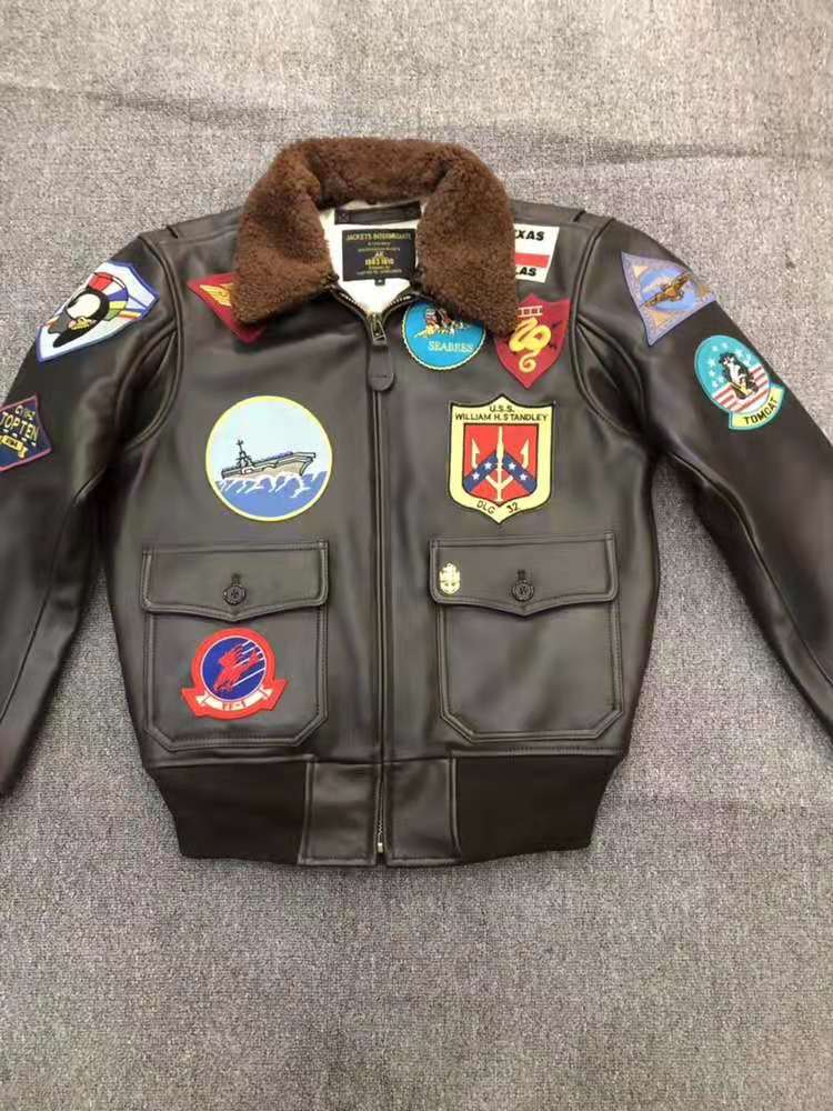 ak经典g1空军飞行皮衣法国羊皮毛领复古皮衣