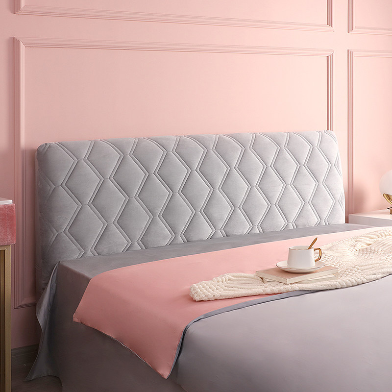 北欧风格床头套罩欧式弧形木板靠背软包全包防尘保护万能弹力通用