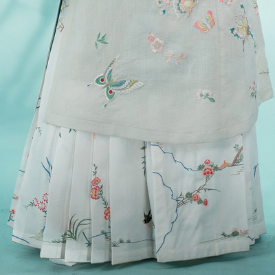 瞳莞汉服*绣花梯形褶马面裙*花鸟第五批 现货掉落