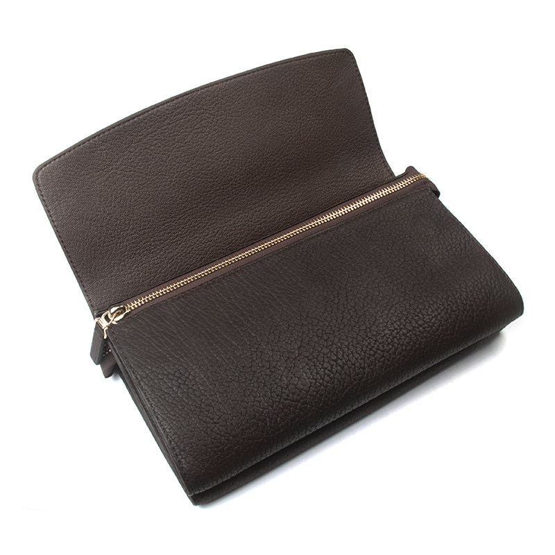 聚变手工皮具棕色海豹皮手包男(双开版)真皮男士手拿包手抓包定制