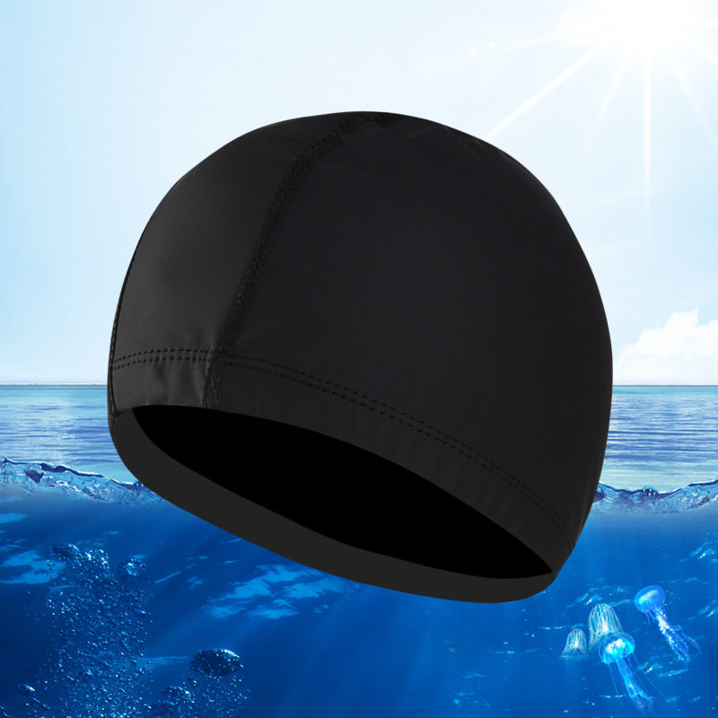 pu涂层游泳帽防水布男女通用长发护耳泳帽多色泳帽