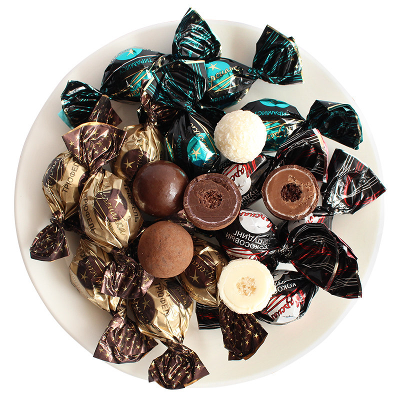 俄罗斯进口康吉白兰地酒巧克力夹心夹心糖糖果500g婚礼糖果