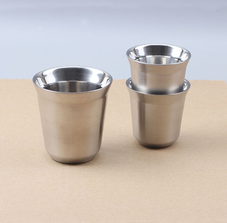 双层出口不锈钢浓缩咖啡杯小酒酒杯旅行杯小茶杯随手杯