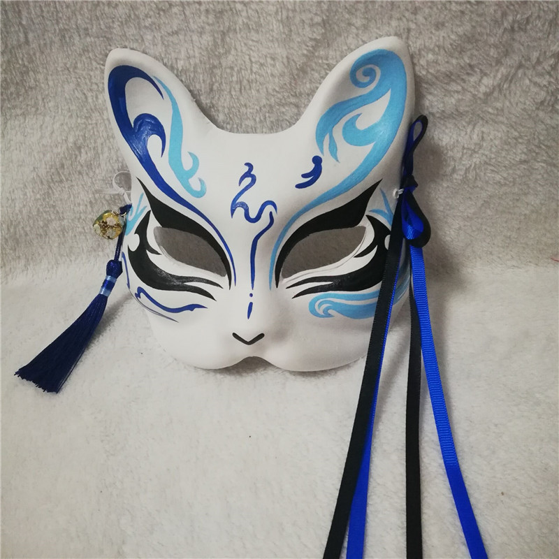 日式和风手绘狐狸面具汉服拍摄道具快手直播道具半脸男女妖狐面具