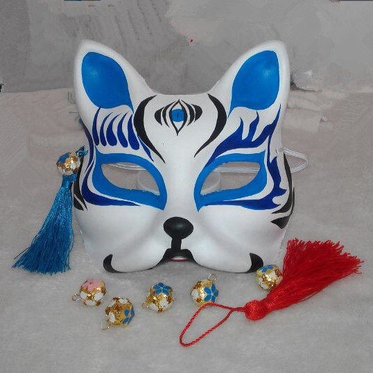 狐狸面具 万圣节面具 手绘狐狸面具 和风面具 日式纸浆古典面具