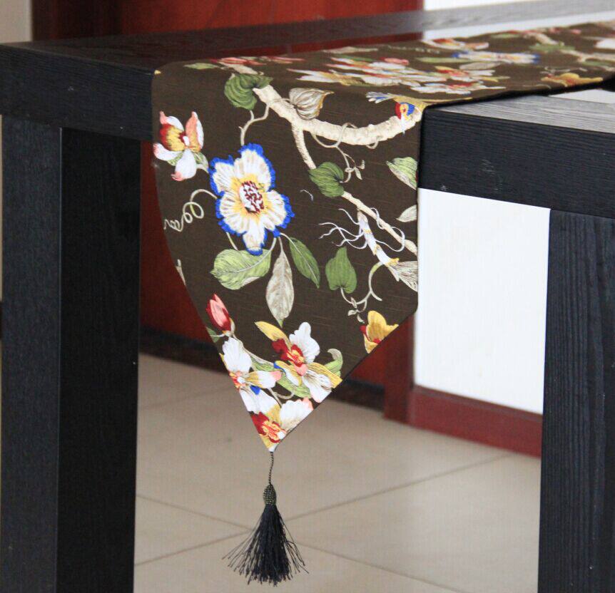 床旗欧式田园风桌中式桌旗玉兰花茶几桌旗