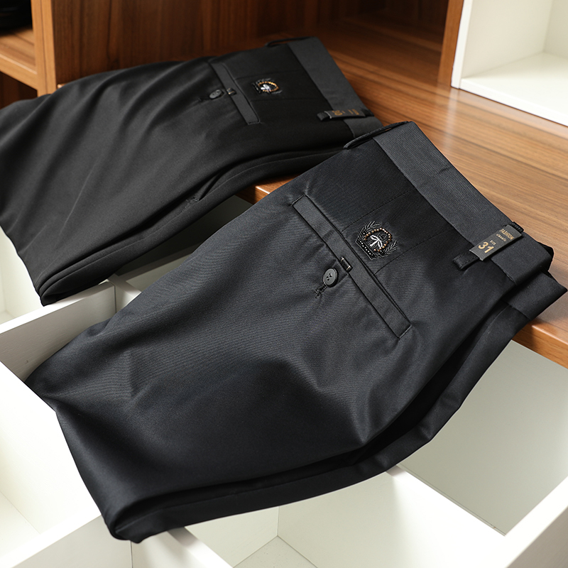 轻奢真丝滑男裤亲肤桑蚕丝混纺优雅商务休闲男士直筒修身休闲裤夏