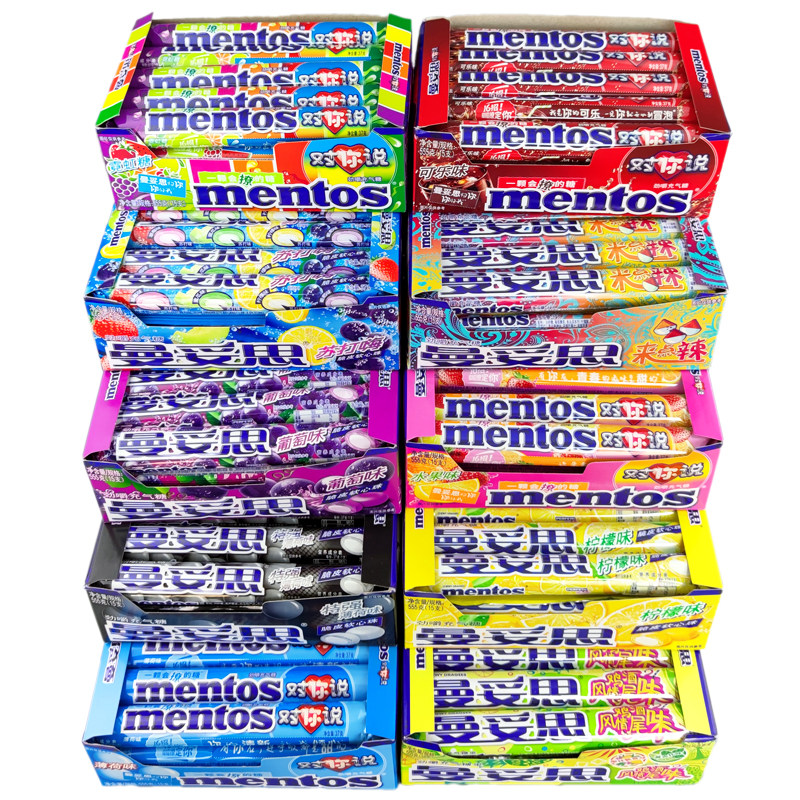 曼妥思劲嚼充气糖果整盒15支多口口味可拼水果糖果