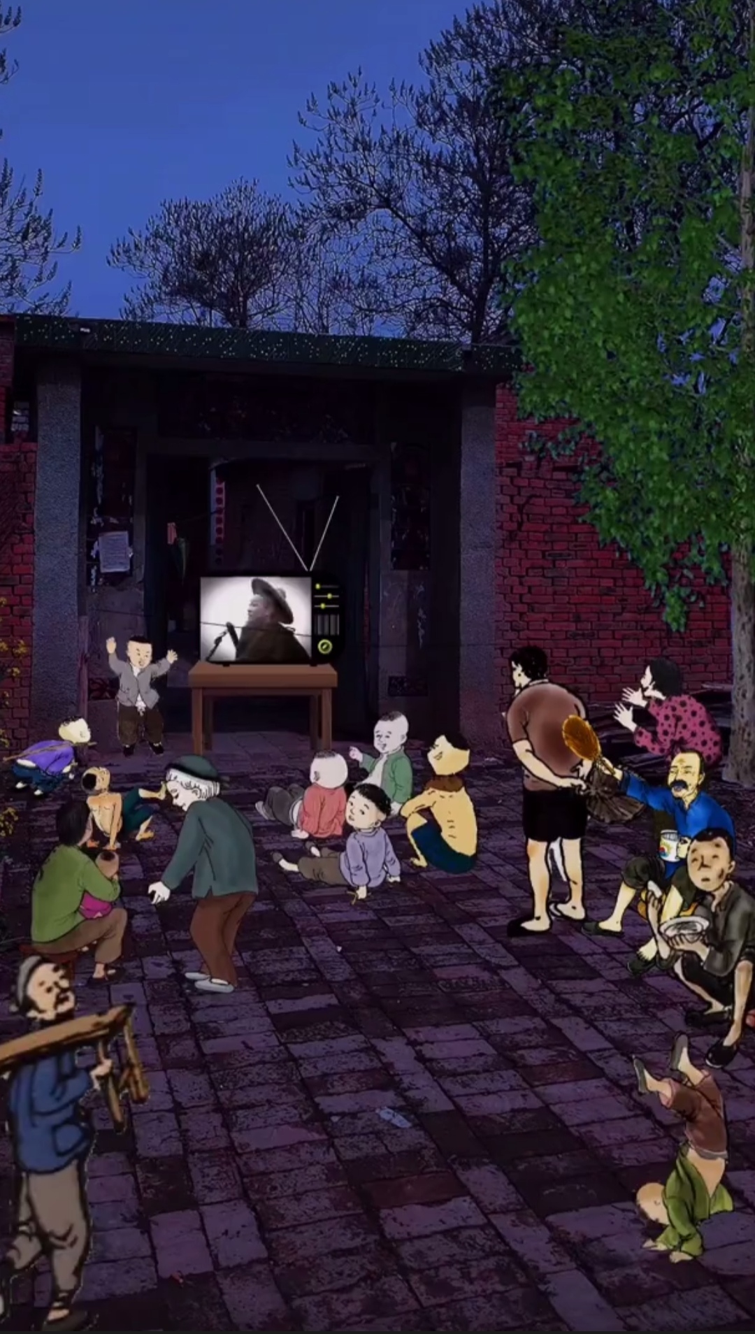 快手抖音儿时童年回忆怀旧动画人物制作教程素材动态乡村绿幕农村