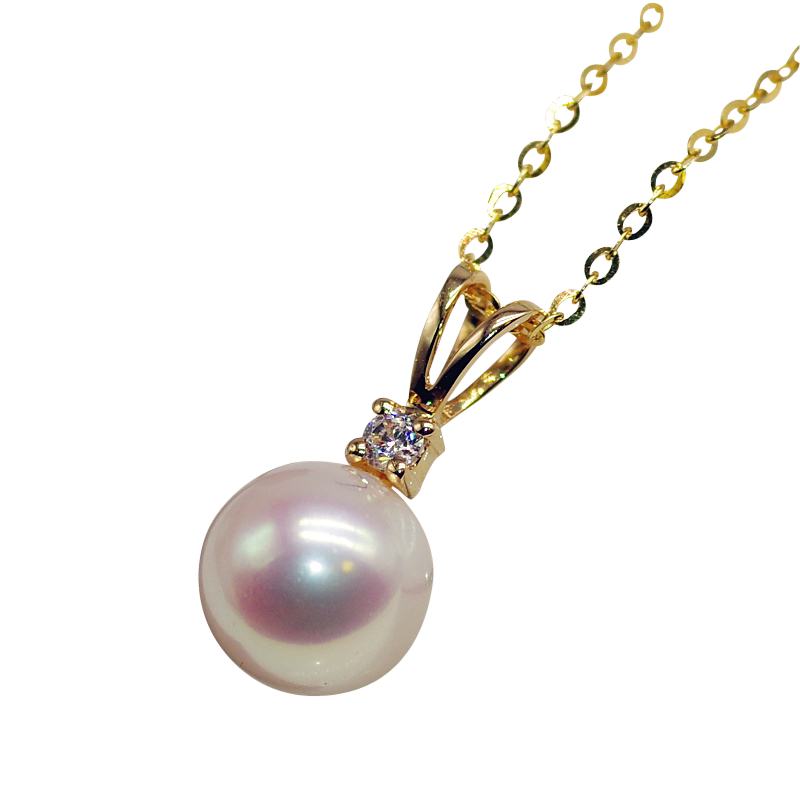 日本akoya天然海水珍珠吊坠项链王妃18k金正颈饰