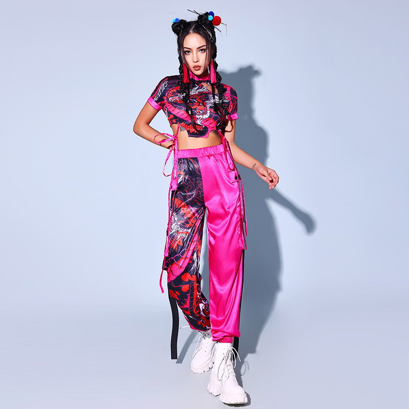 爵士舞服装成人国潮舞蹈嘻哈街舞套装kpop打歌民族服装