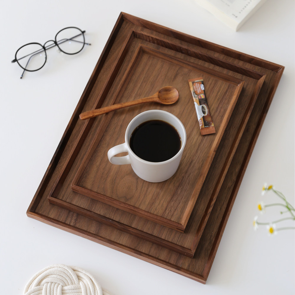 木盘胡桃木茶盘日式长方形托盘家用水杯子茶杯盘子茶盘