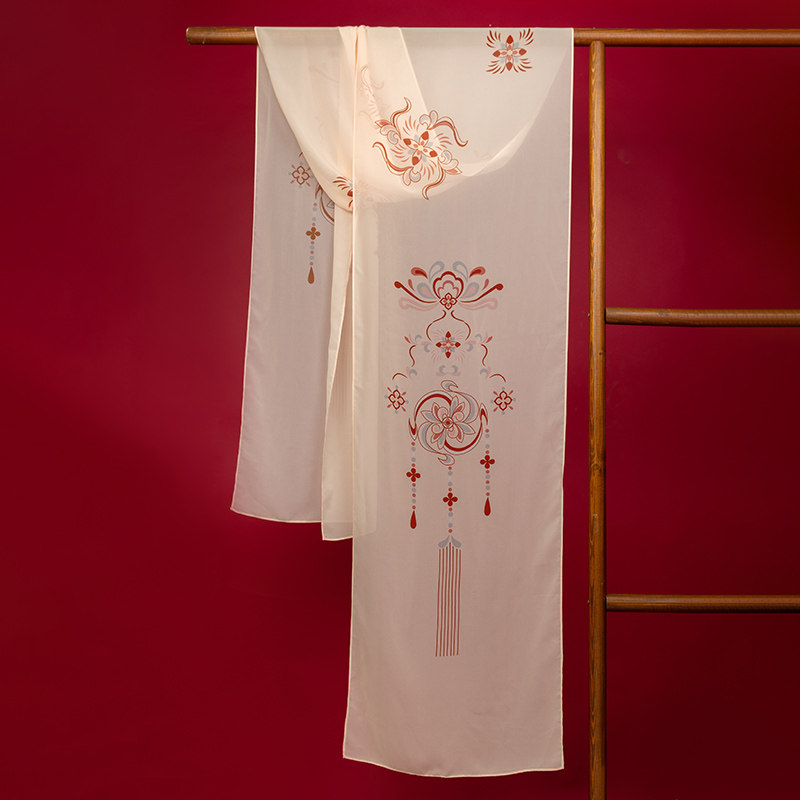 重回汉唐萦妆夏季披帛汉服女周边配饰印花饰品搭配围巾