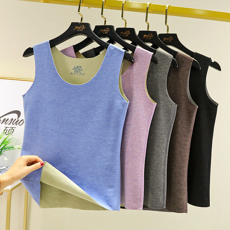 德绒背心秋冬无痕保暖吊带内搭加绒加厚双面背心吊带