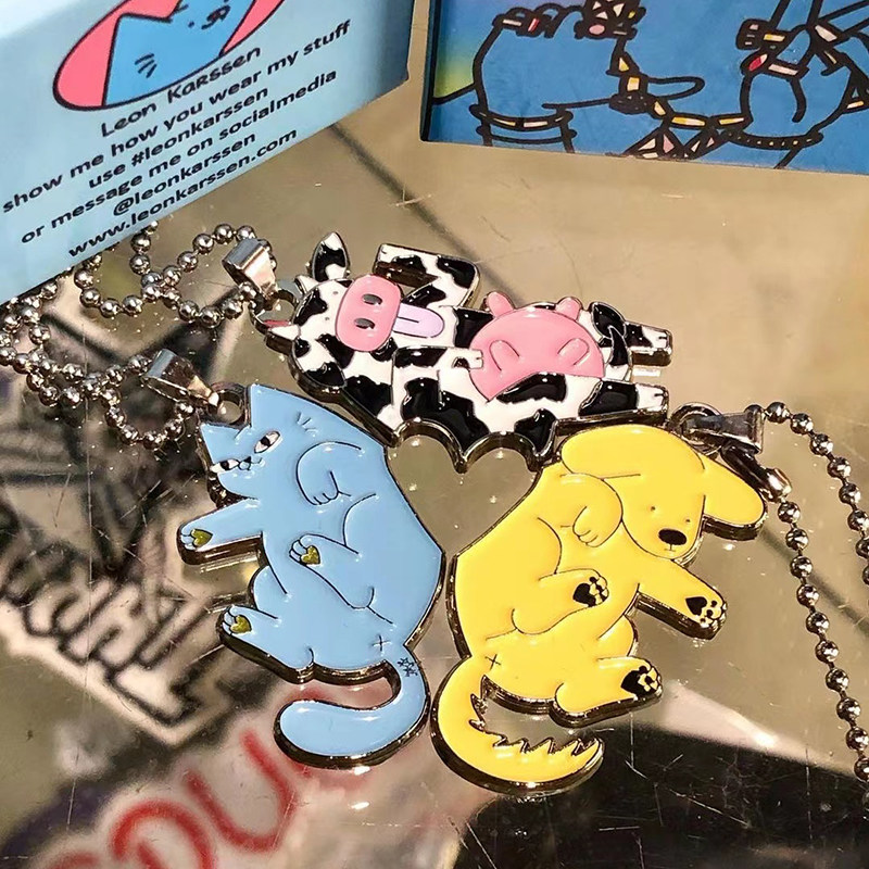 现货leonkarssen蓝污情侣项链bbfpendants爱心套链项链