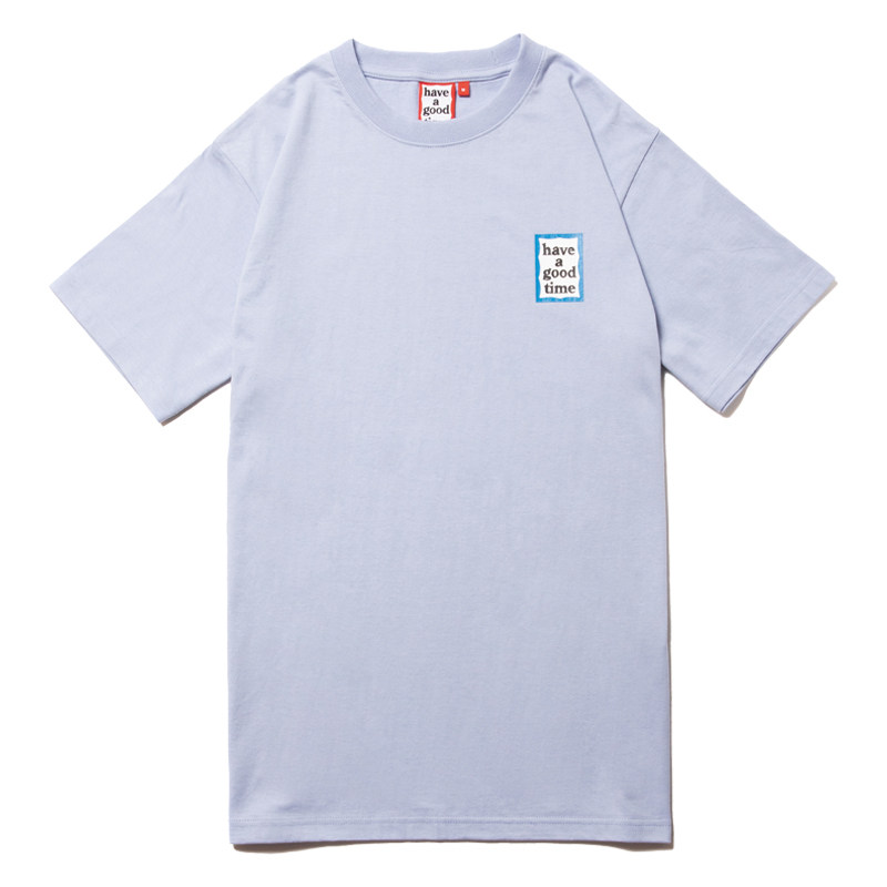 logo现货havegoodtime蓝色圆领半袖frameteet恤