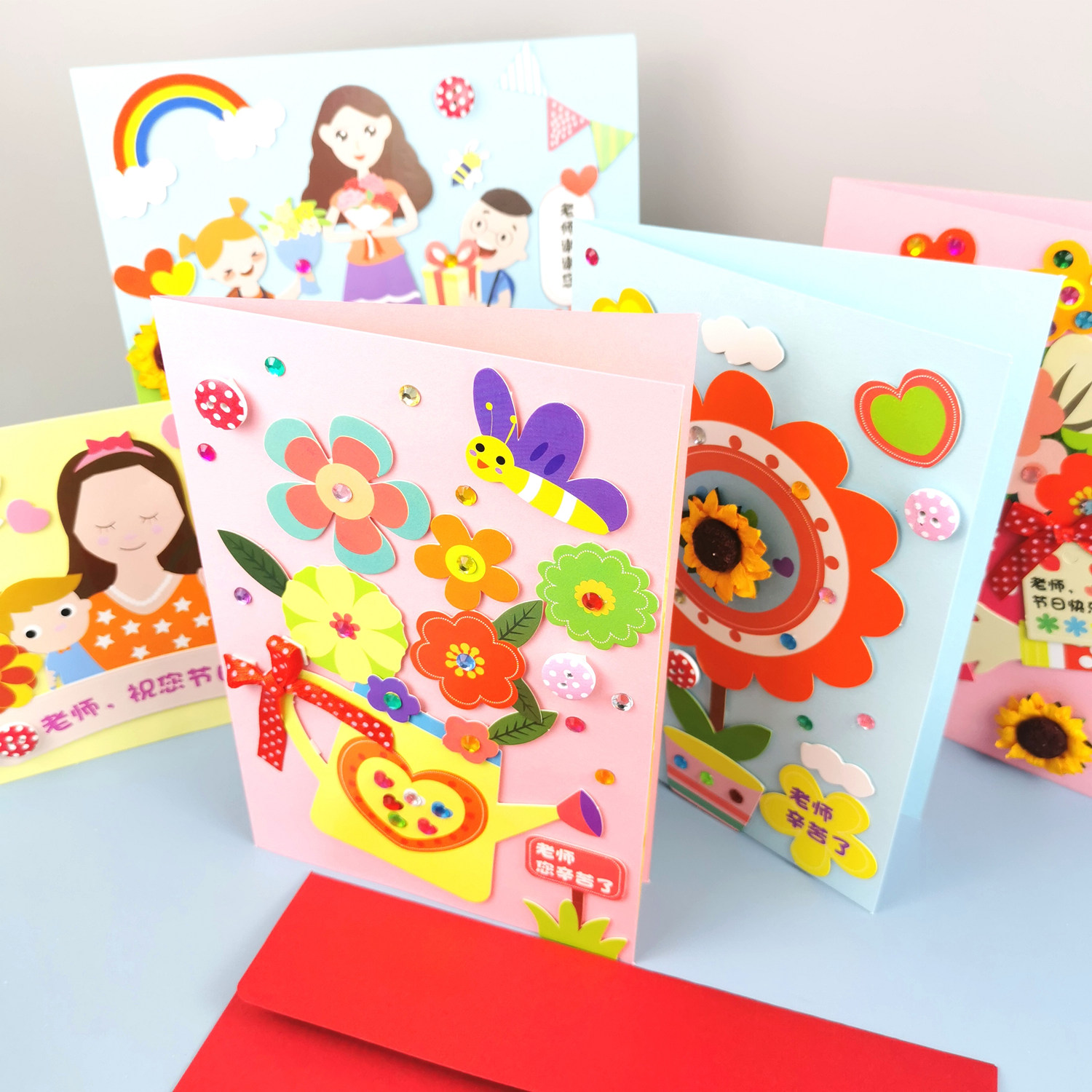 母亲节手工diy礼物儿童创意贺卡幼儿园小学生自制手工创意粘贴类