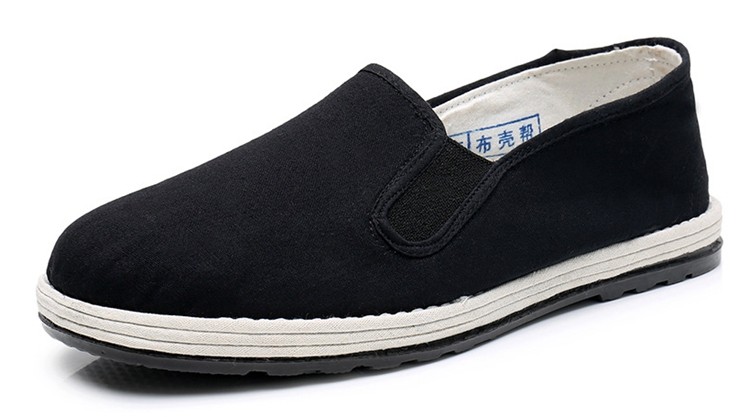 老北京布鞋透气防臭劳保手工千层底黑布鞋一脚脚蹬布鞋