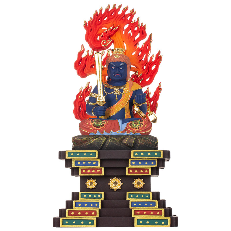 修明堂结缘唐密东愤怒不动明王木雕彩绘佛像装饰品摆件