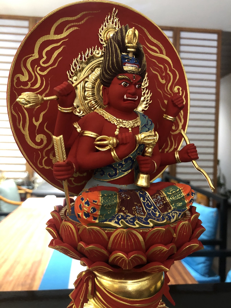 修明堂唐密东真言爱染明王如法法相木雕佛像家居摆件