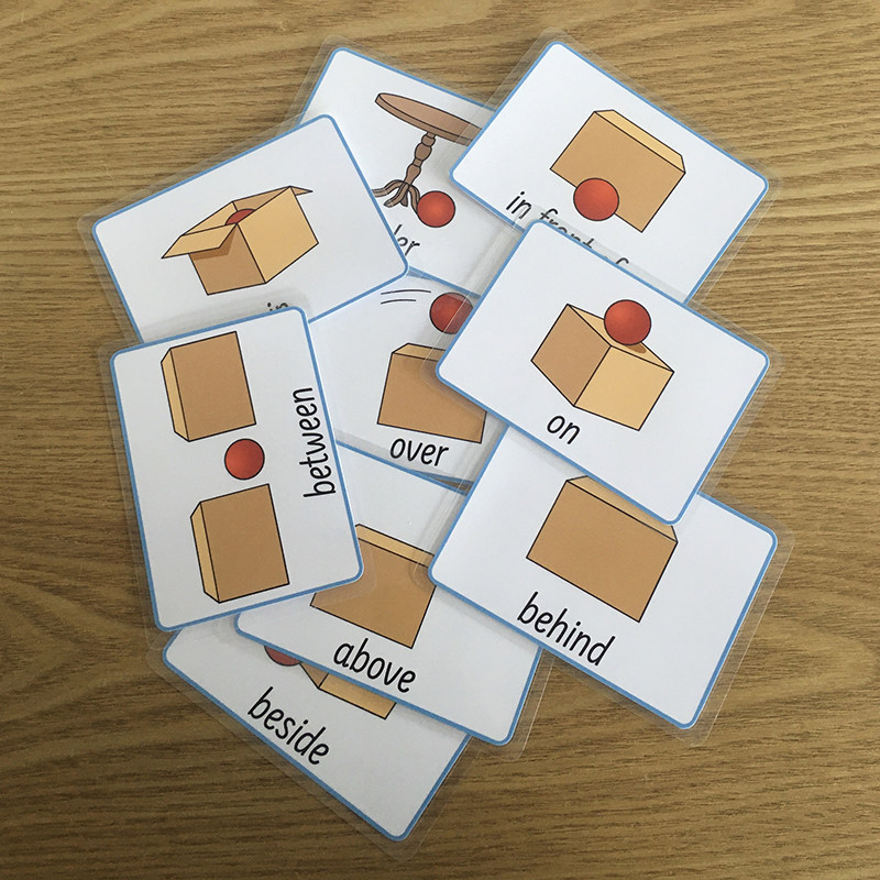 新款英语早教早期启蒙训练方位位置介词闪卡早教闪卡
