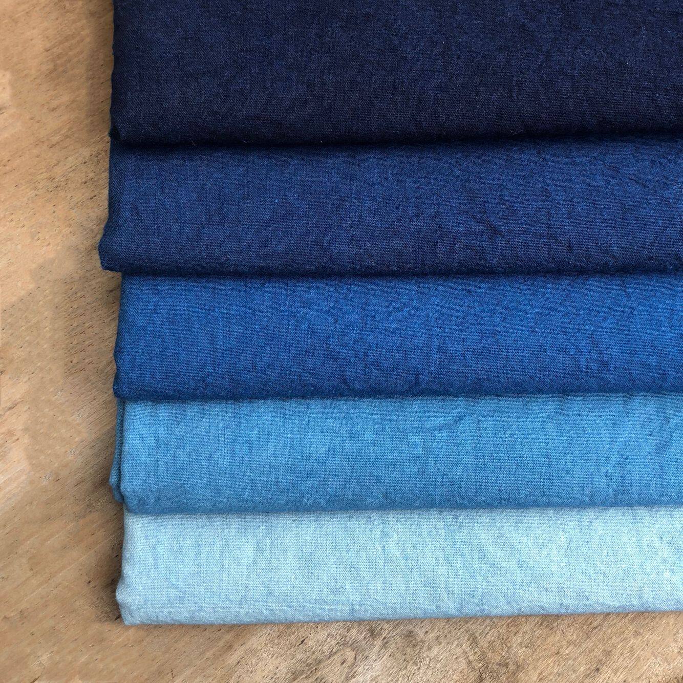 手工diy布手工绣拼服装面料染布纯棉草木靛蓝植物海绵垫