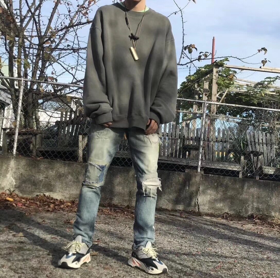 质感爆炸yeezyseasonkanye高街大地色基基础水洗卫衣