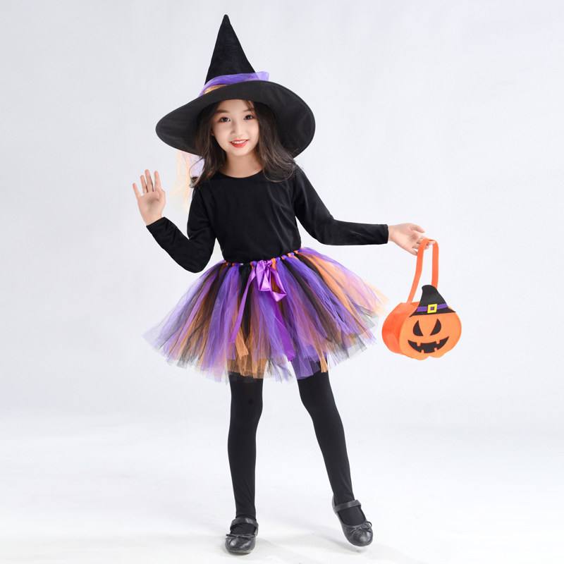儿童万圣节亲子服装女童公主巫婆女巫cos装扮化妆儿童演出服