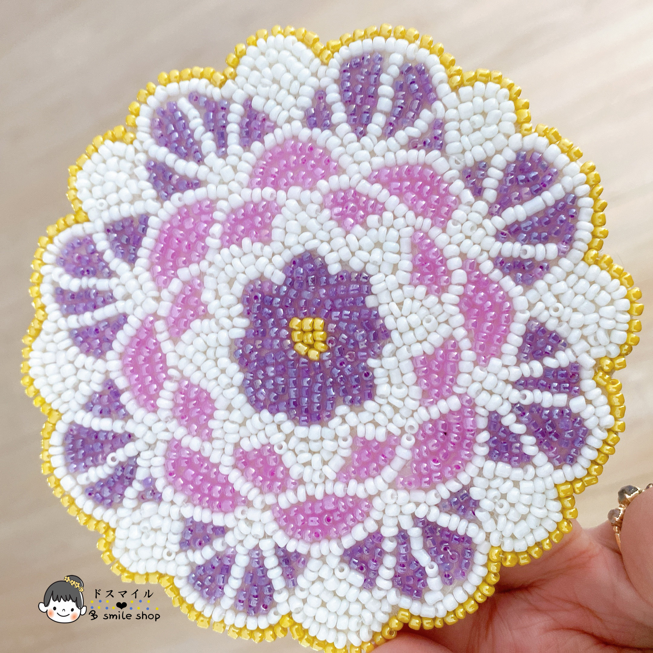 现货清新玫瑰樱花繁花手工花朵串珠杯垫香薰杯垫