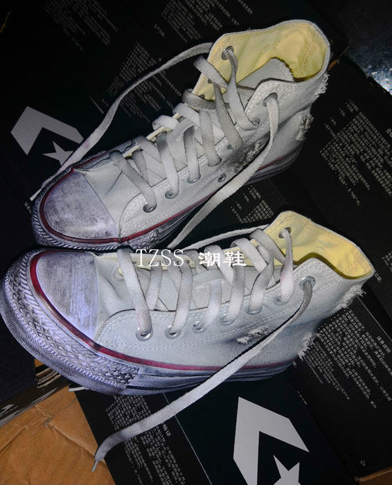 2020春夏男女复古做旧高帮帆布鞋破洞工艺时尚潮流帆布鞋