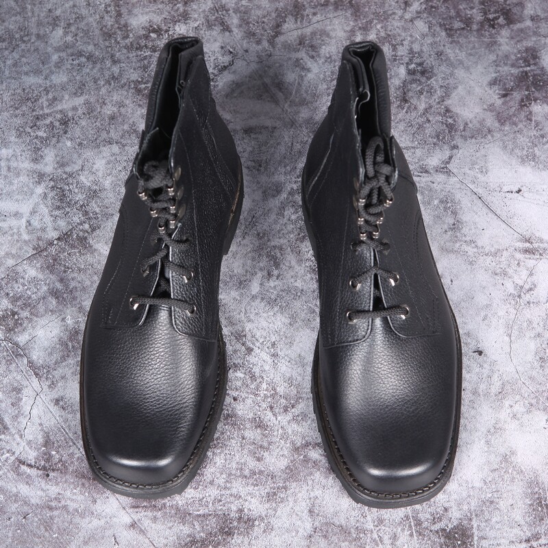 正品飞行员皮靴春秋飞行真皮拉链高帮皮鞋男单战术靴