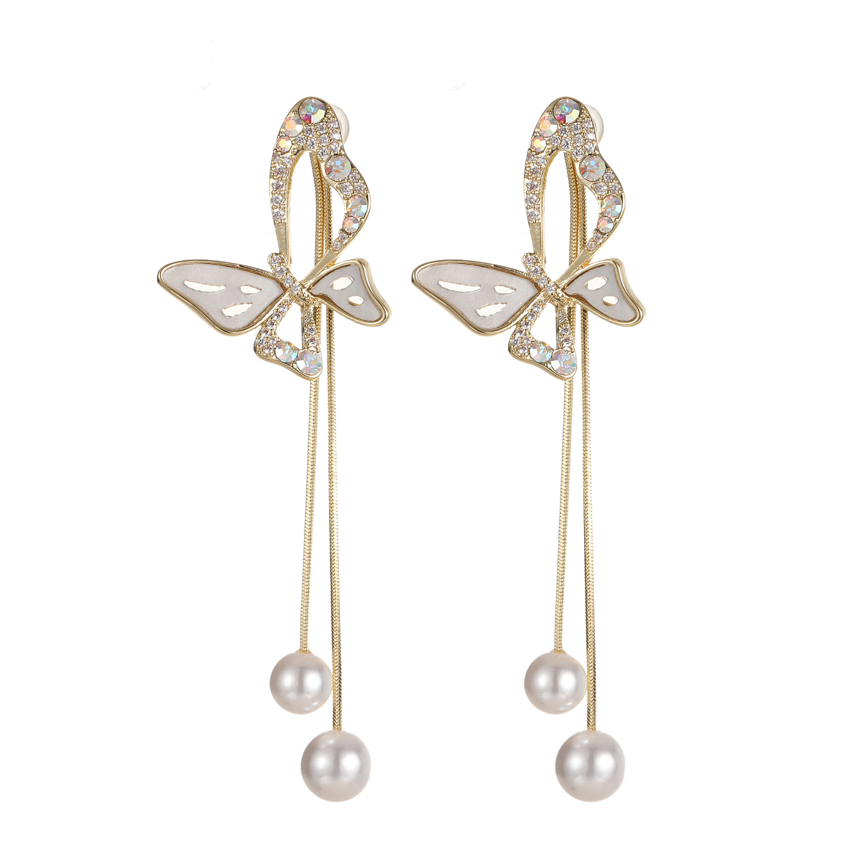 蝴蝶珍珠流苏耳环2022新款优雅大气高级轻奢耳环