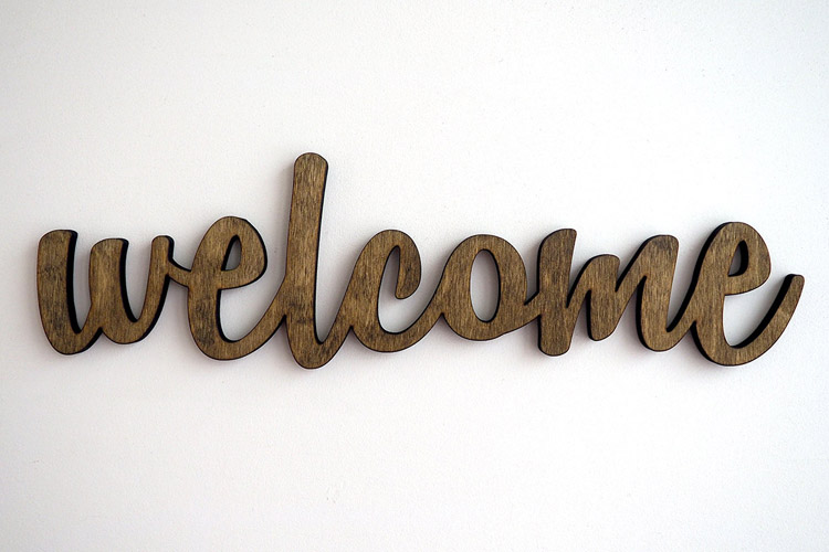 复古田园欢迎光临welcome英文字母实木立体墙贴壁饰软装墙贴