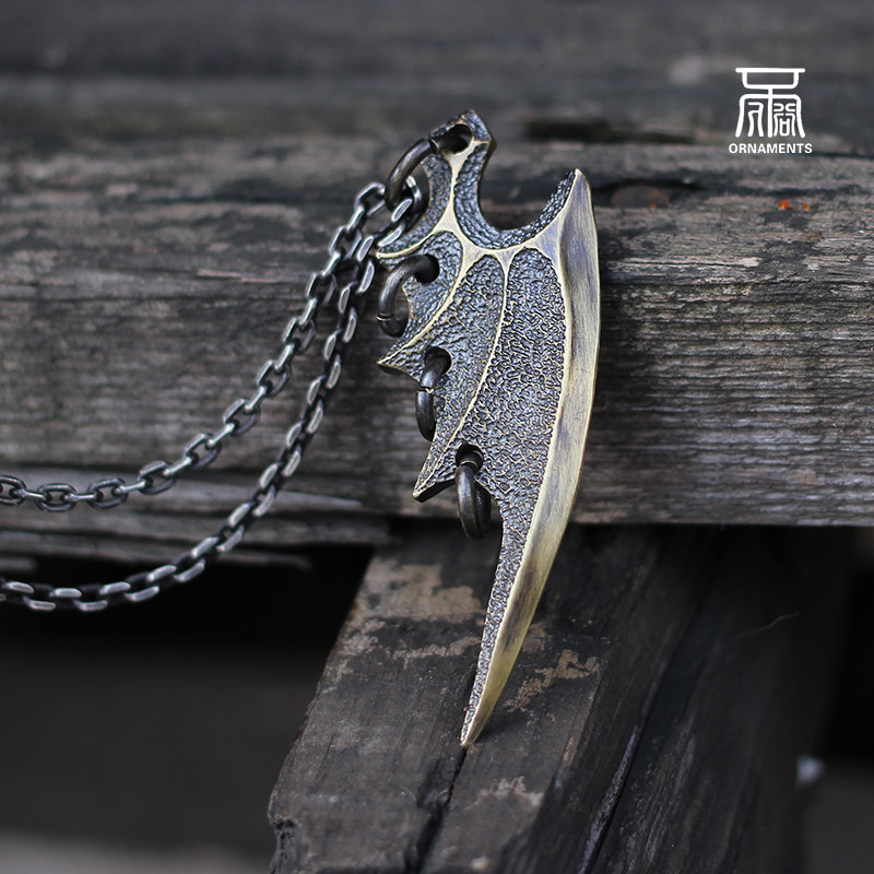 不俗原创手工设计暗黑哥特天使恶魔蝠翼纯银项坠
