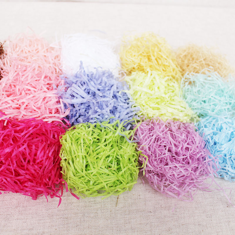 手工diy拉菲草填充彩色碎纸丝条喜糖糖盒包装糖盒