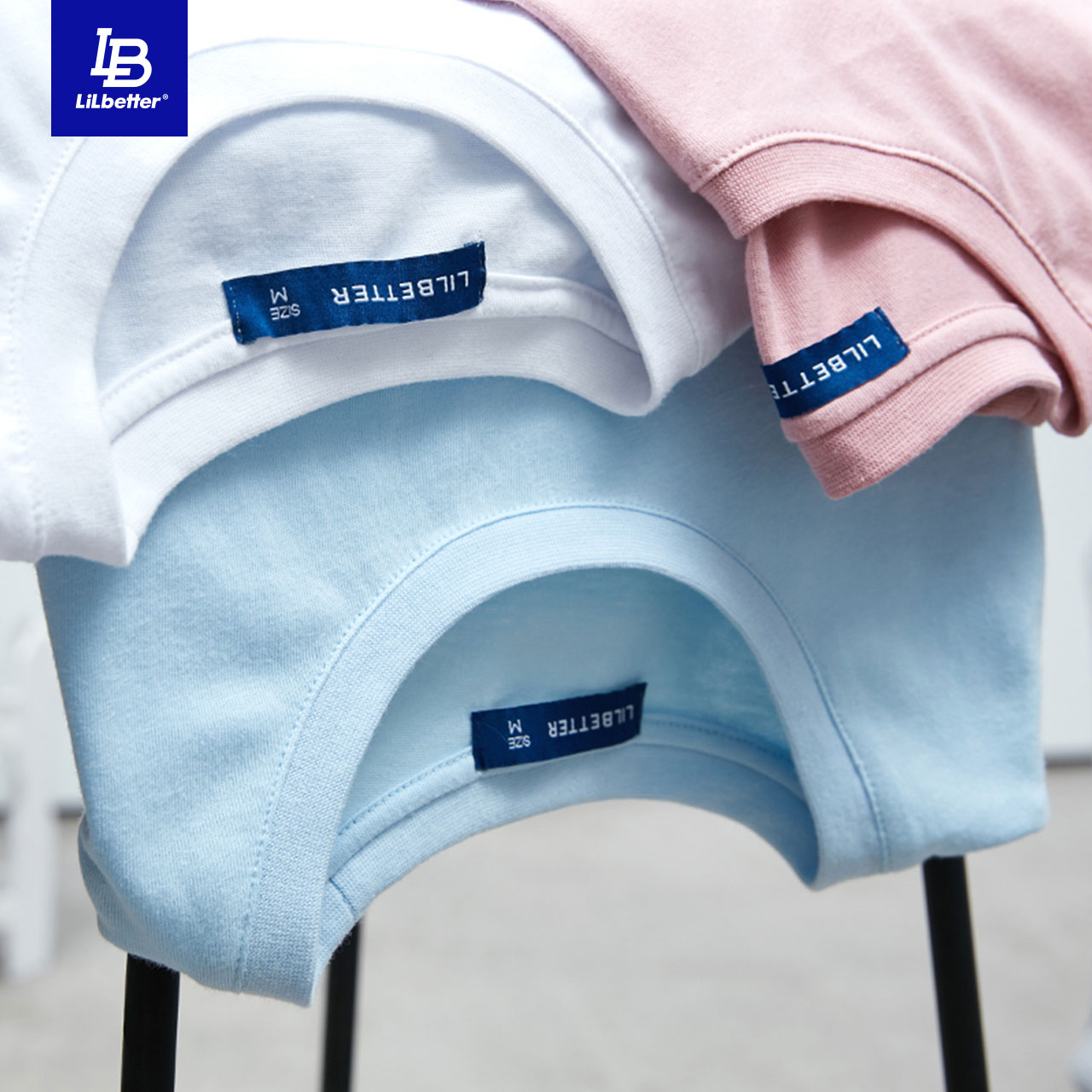 Lilbetter男士T恤夏季纯棉半袖休闲体恤韩版纯色百搭简约LB短袖男